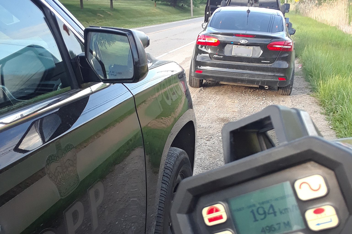 OPP allegedly pulled a man from Ingersoll over after he was clocked doing 194 km/h on Highway 401.