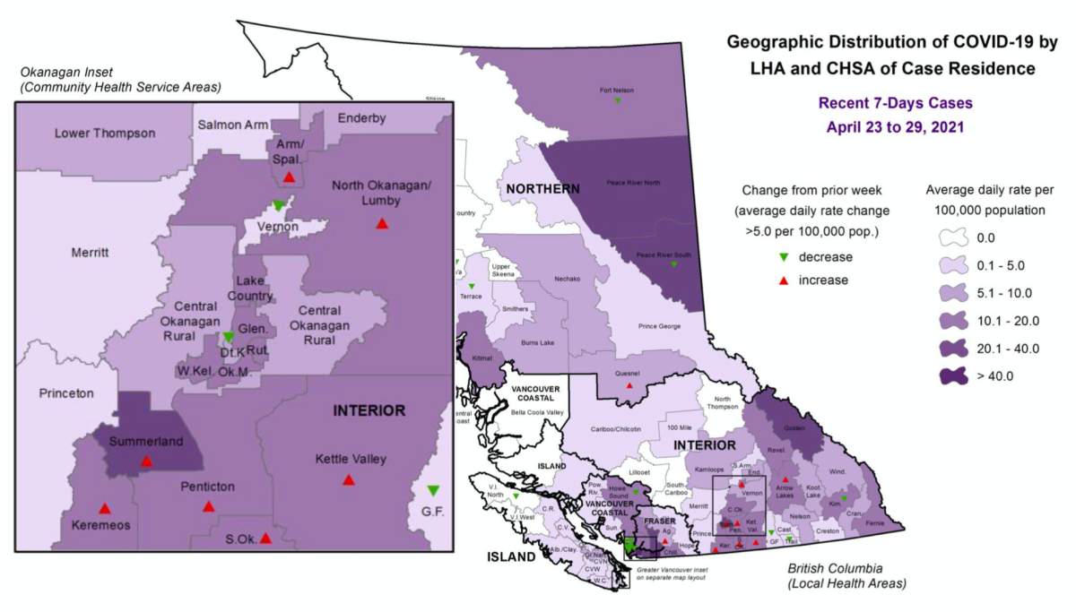 Geographic distribution of COVID-19 by Community Health Services Area.