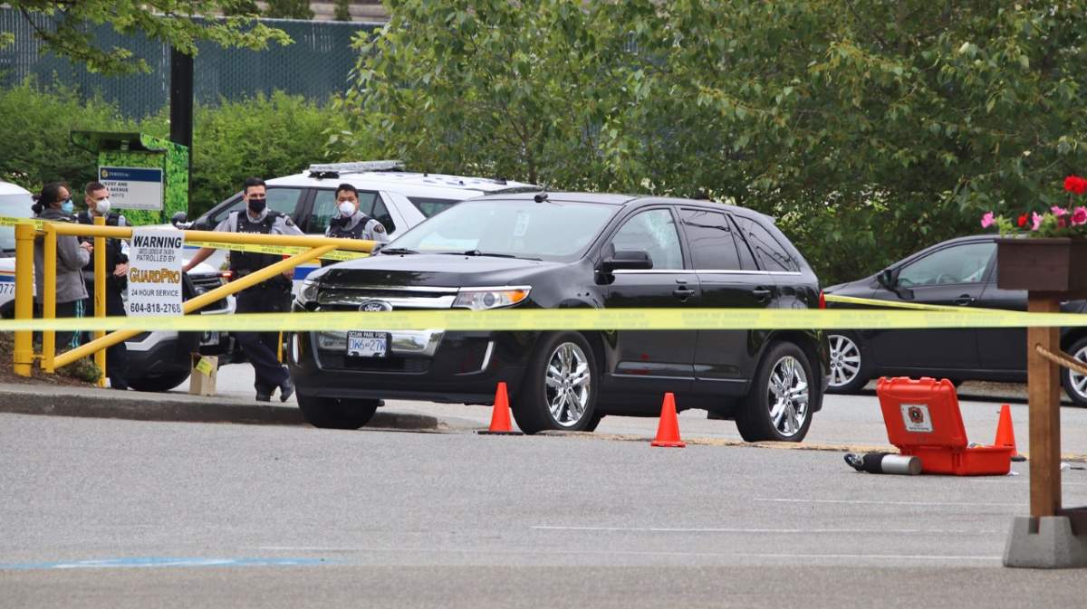 The scene of a stabbing in Surrey on Sunday morning. 