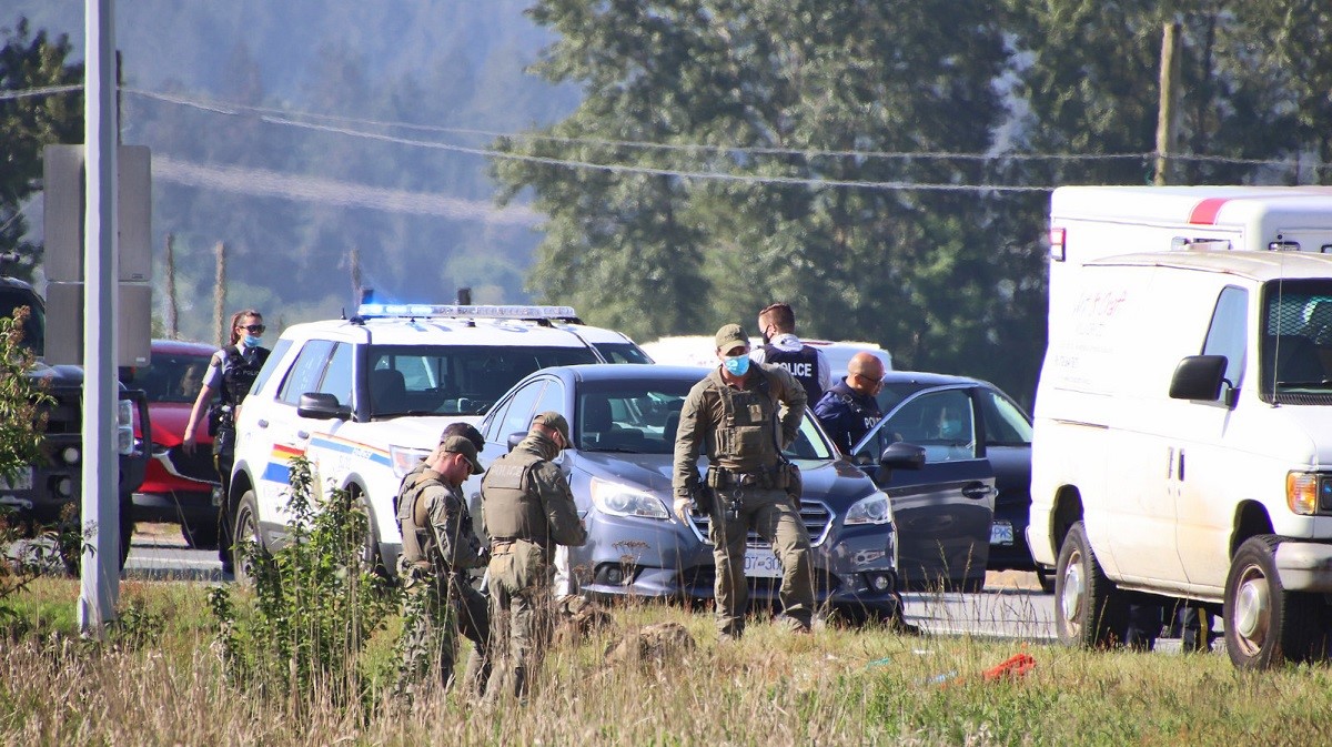 RCMP respond to an assault in Surrey on Saturday morning. 