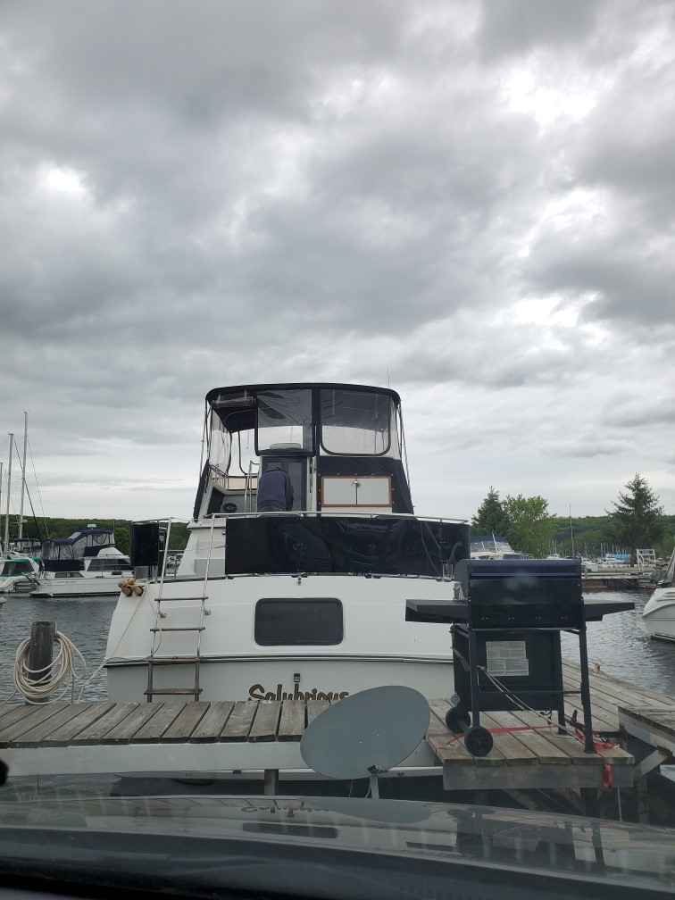 Goulden and Arnold purchased this 1988 cruiser yacht in May. They will be living onboard starting this week.