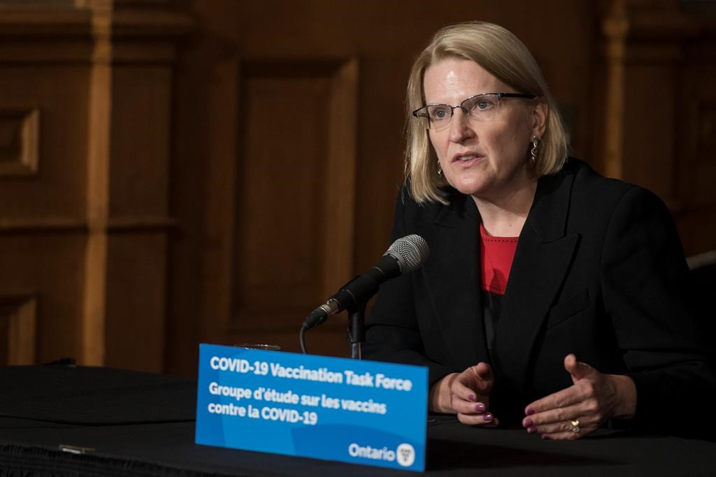Solicitor General Sylvia Jones responds to a question during a press conference at Queen's Park in Toronto on Friday, December 11, 2020. 