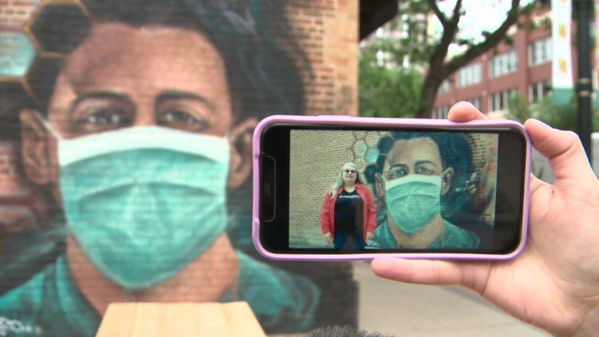 An augmented reality Pride tour presentation in Edmonton.