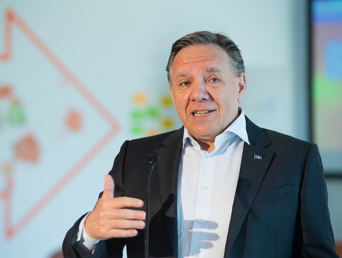 Quebec Premier François Legault speaks during a news conference in Montreal, Sunday, June 13, 2021, where he unveiled a Youth Action Plan 2021-2024. 