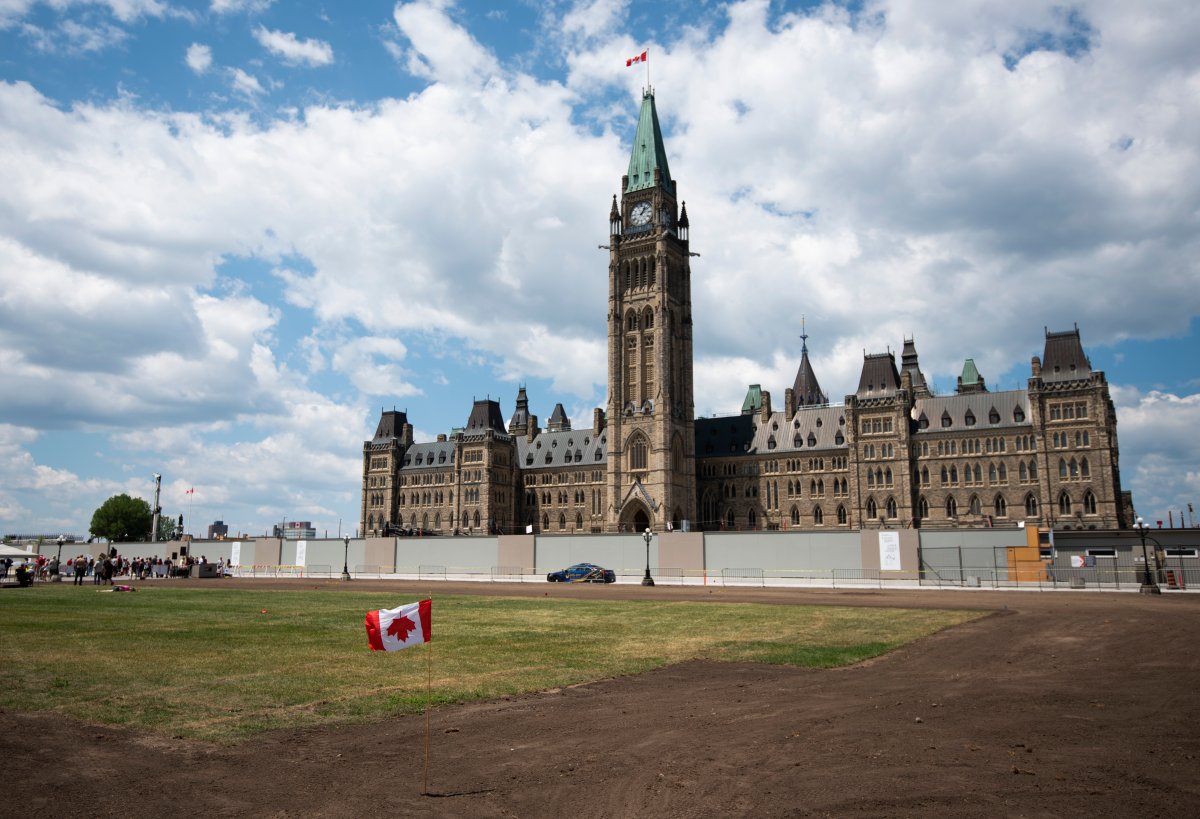 Parliament Hill sits empty on Canada Day in 2020. Festivities had been planned for nearby Major's Hill Park amid ongoing construction at the site, but the COVID-19 pandemic cancelled plans. The event will now go virtual for a second year in a row.