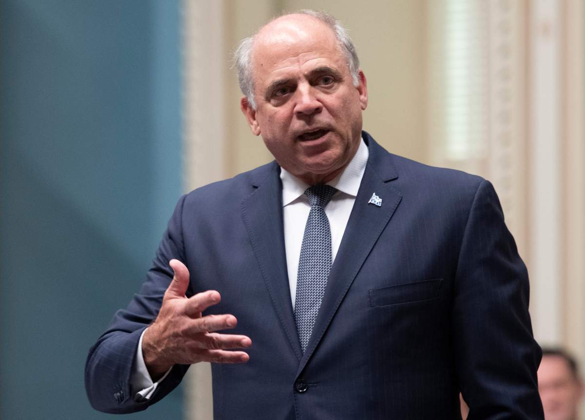 Quebec Economy and Innovation Minister Pierre Fitzgibbon responds to the opposition during question period at the National Assembly in Quebec City, Tuesday, Sept. 15, 2020. 