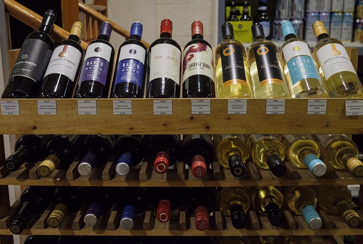 Bottles of wine are seen on display at a liquor store in Cremona, Alta., in this Feb. 7, 2018 file photo.