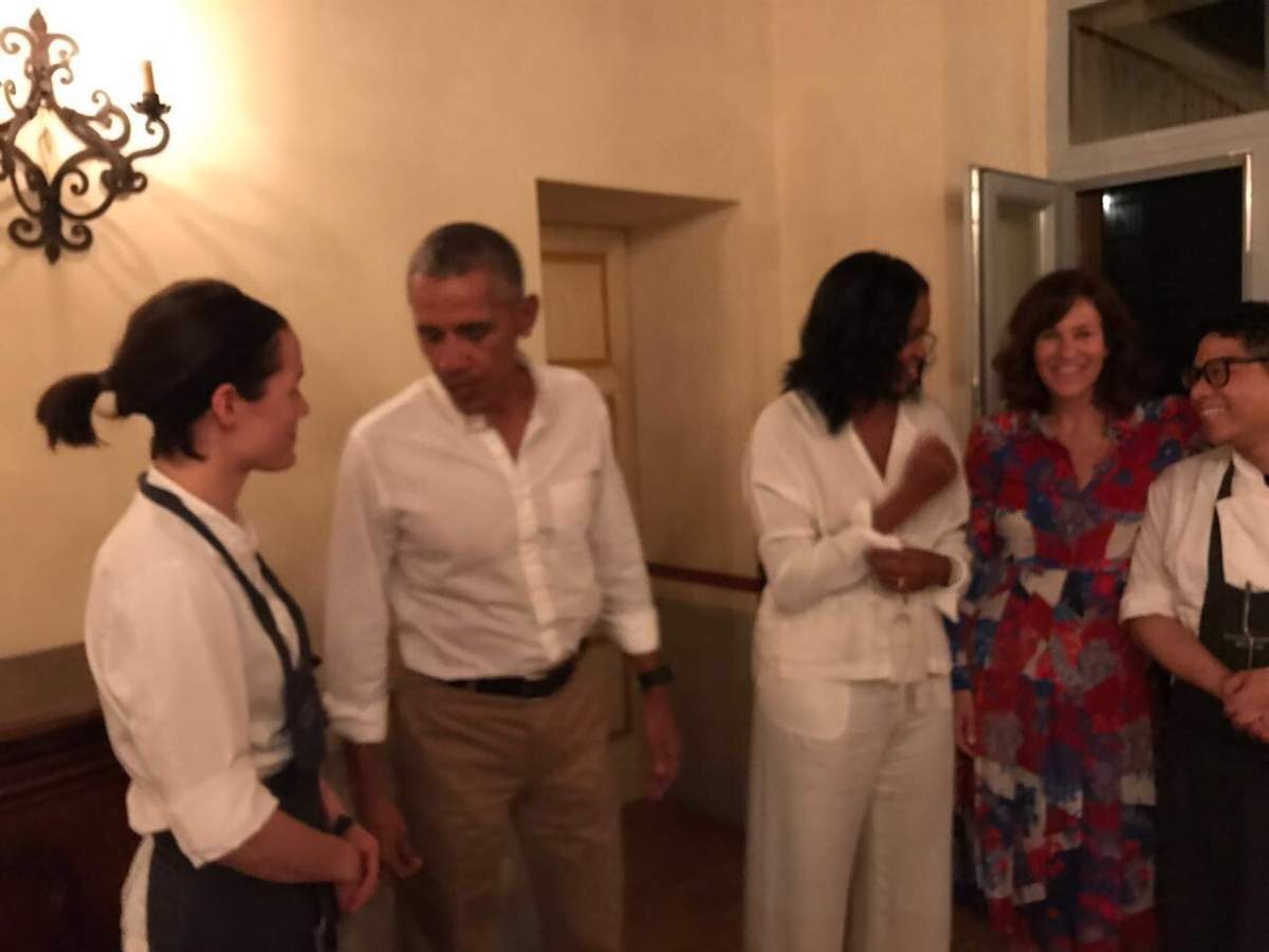 Chef Jessica Rosval with the Obamas.