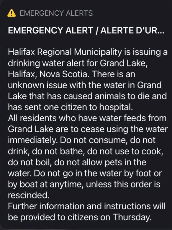 Emergency Alert for Grand Lake Water Supply