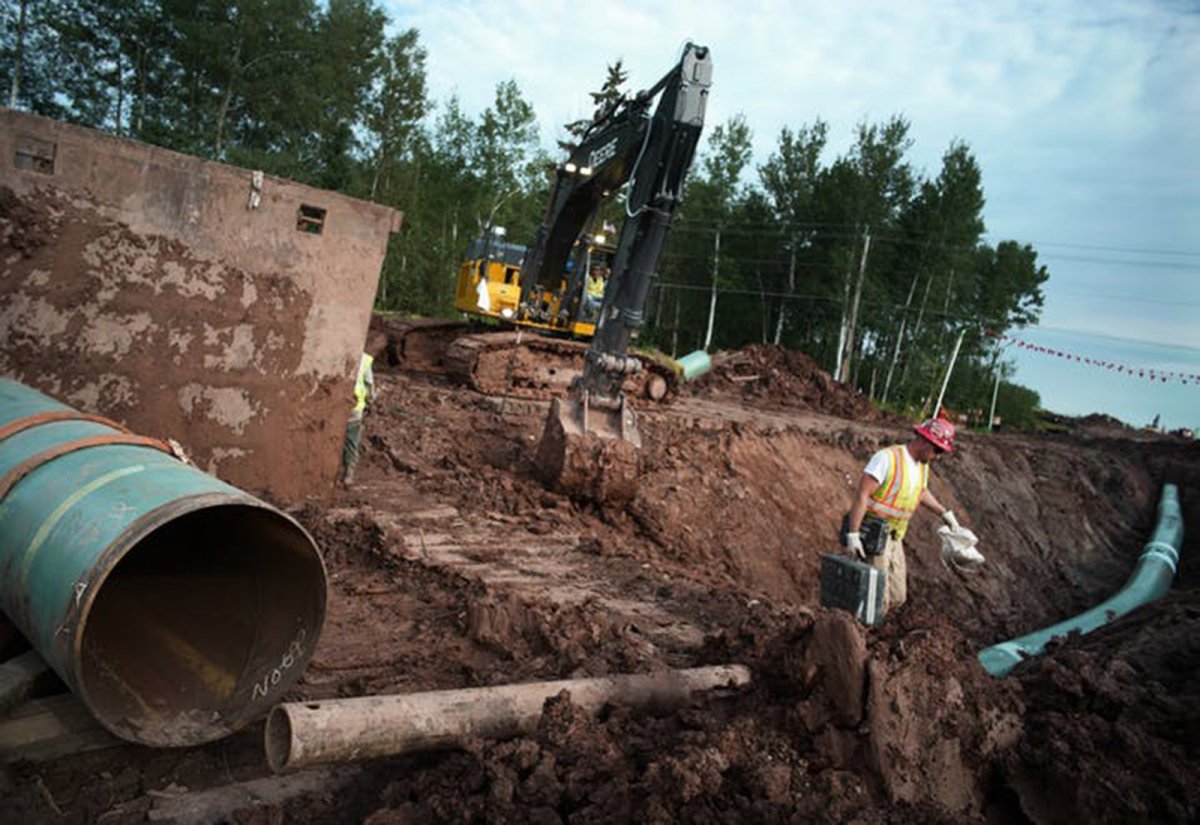 November 12, 2020, Superior, WI, USA: Two Minnesota regulators granted environmental permits for Enbridge's Line 3 oil pipeline across northern Minnesota, critical approvals needed for construction to begin soon on the controversial $2.6 billion project, on Thursday, Nov. 12, 2020. (Credit Image: © TNS via ZUMA Wire).