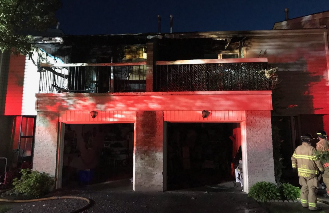 London fire fighters responding to a fire at a townhouse complex in south London Tuesday morning.