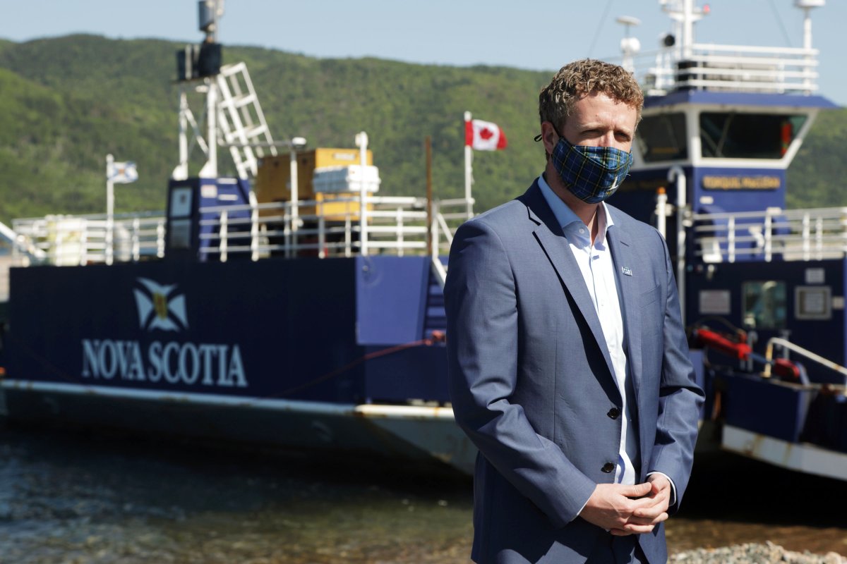 Nova Scotia Premier Iain Rankin is pictured during the announcement at the Englishtown ferry on Saturday.