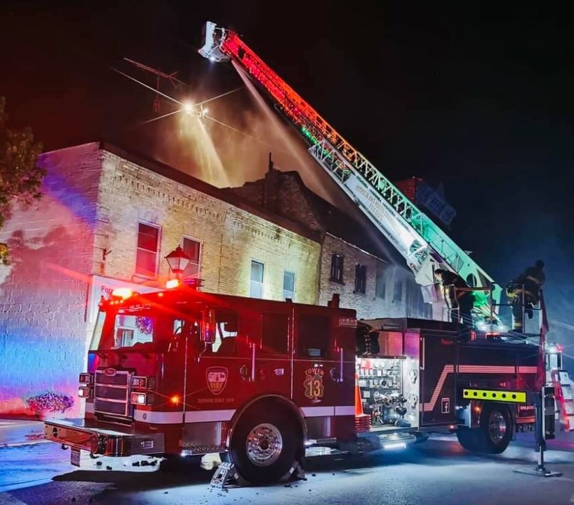 Petrolia & North Enniskillen Fire Department responding to a fire in downtown Forest Wednesday, June 16.