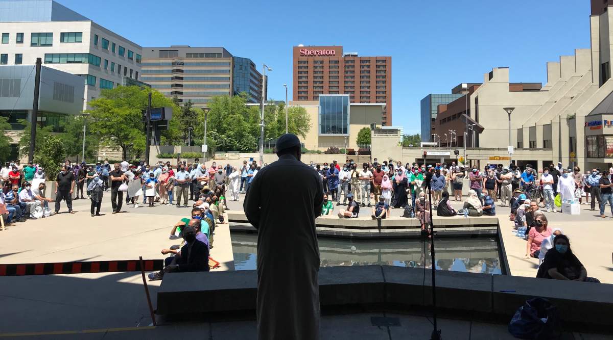 A community vigil was held at Hamilton City Hall Saturday for the family that was killed in London, Ont.