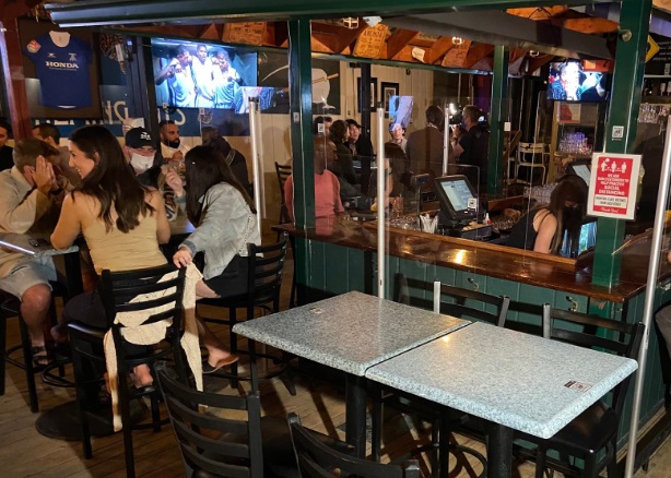 The patio at Hemingway’s Restaurant and Bar in downtown Toronto minutes after it was allowed to reopen for service on Friday.