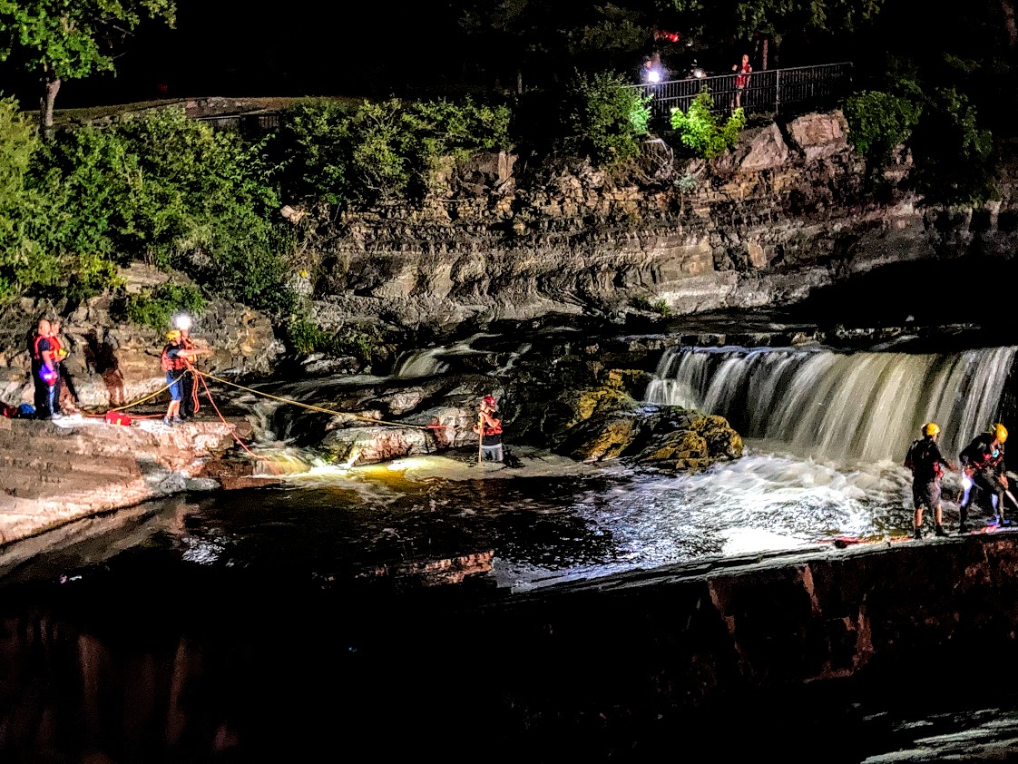 Ottawa fire and water rescue teams pulled a man from the waters at Hog's Back Falls on Sunday night.