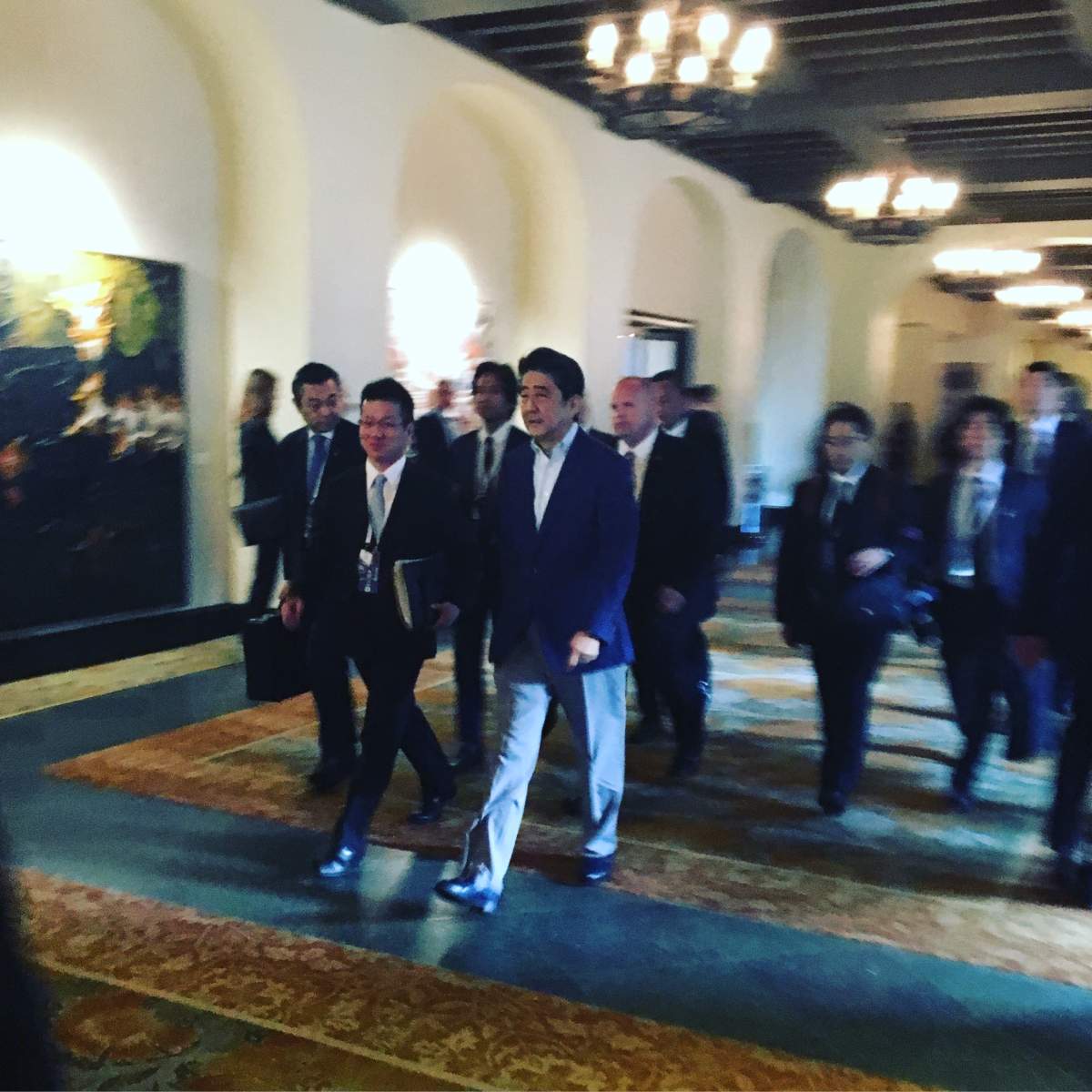 Catching then Japanese Prime Minister Shinzo Abe as he walks the halls at the 2018 G7 summit in Charlevoix, QC.