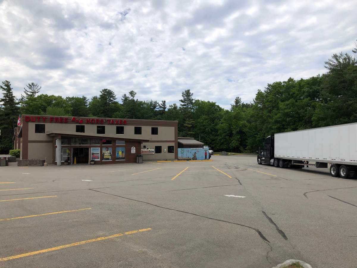 Empty parking lot at the Thousand Islands Duty Free store