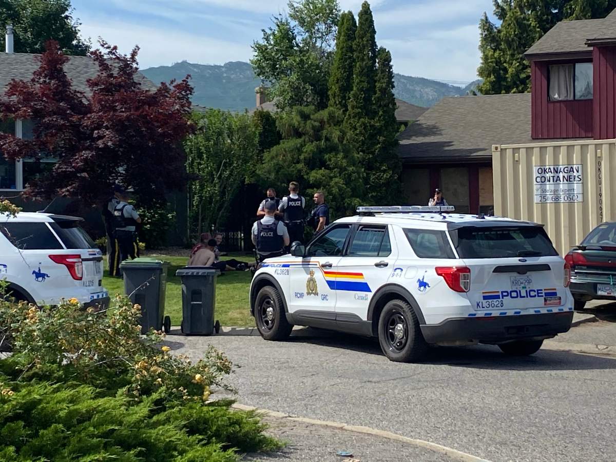 Another view of the suspected drug raied in Kelowna’s Lower Mission neighbourhood on Friday morning.
