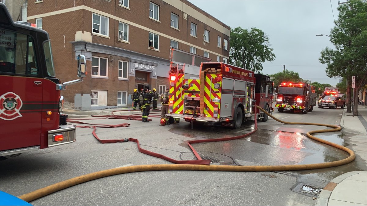 Fire crews battle a blaze at a Sargent Avenue apartment block.