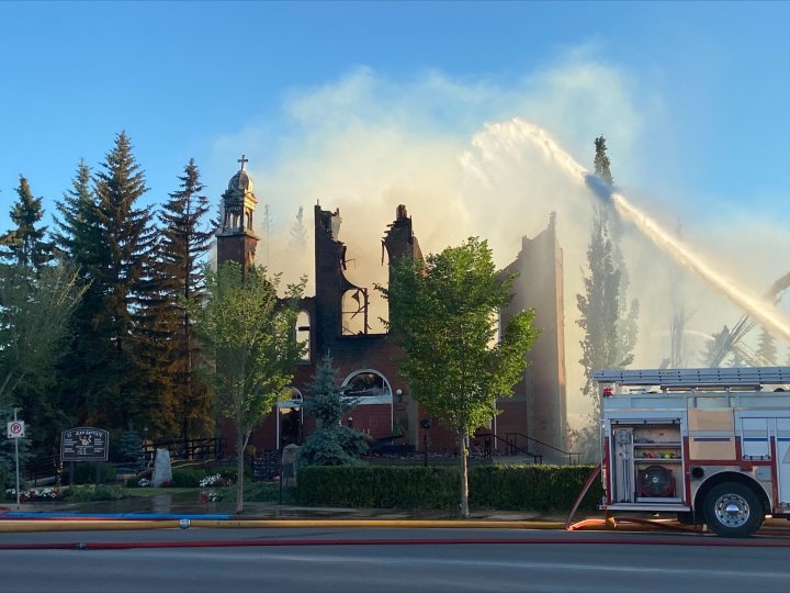 RCMP investigate suspicious fire at Catholic church in Morinville, Alta