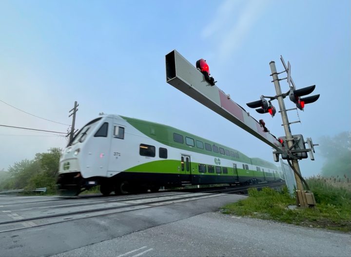 A GO Train is seen in Scarborough on June 3, 2021.