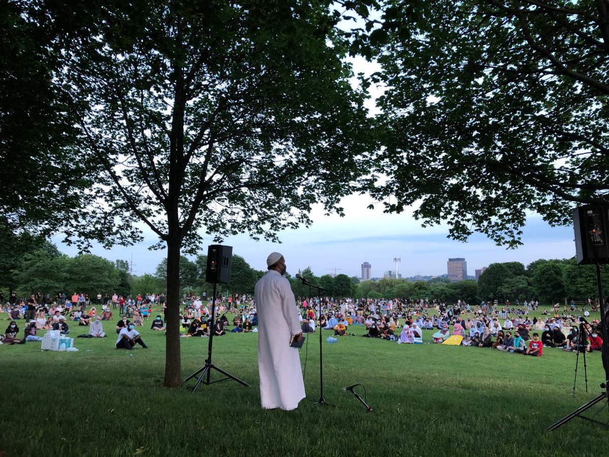 Imam Sayed Tora addressed a crowd gathered at Bayfront Park to remember the family killed in a horrific attack in London.