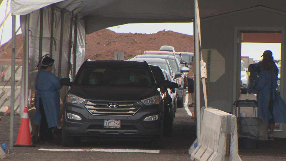 A checkpoint at the Prince Edward Island border entry on June 27, 2021. 