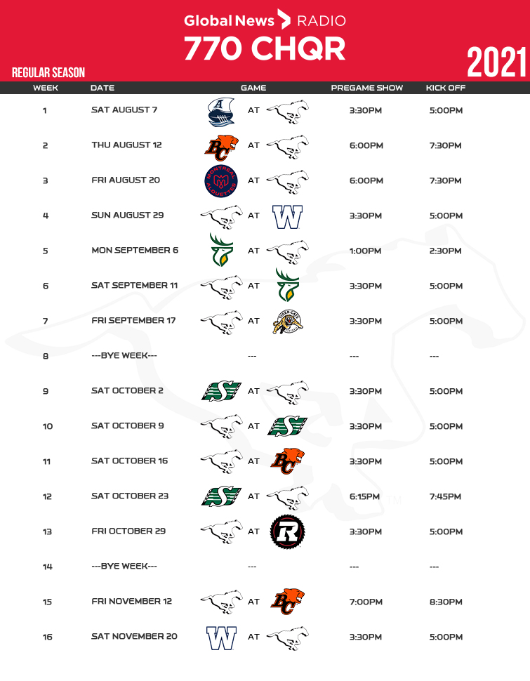 Stampeders Schedule