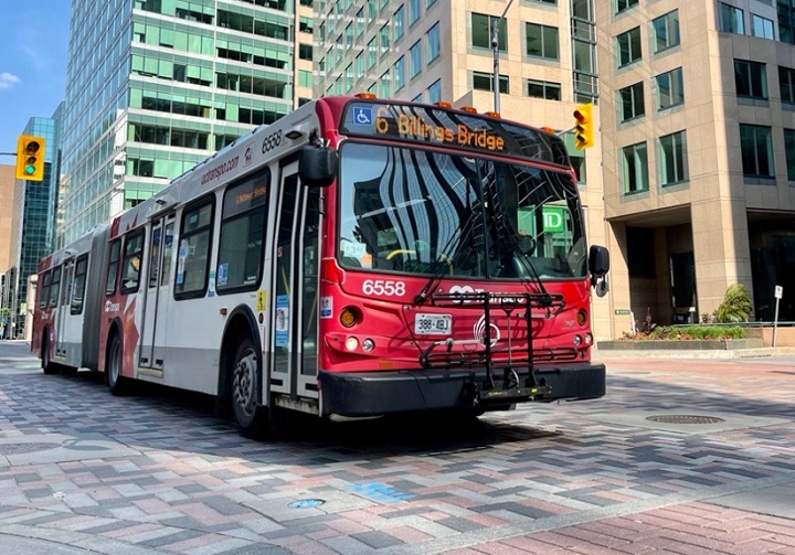 An OC Transpo bus in downtown Ottawa.