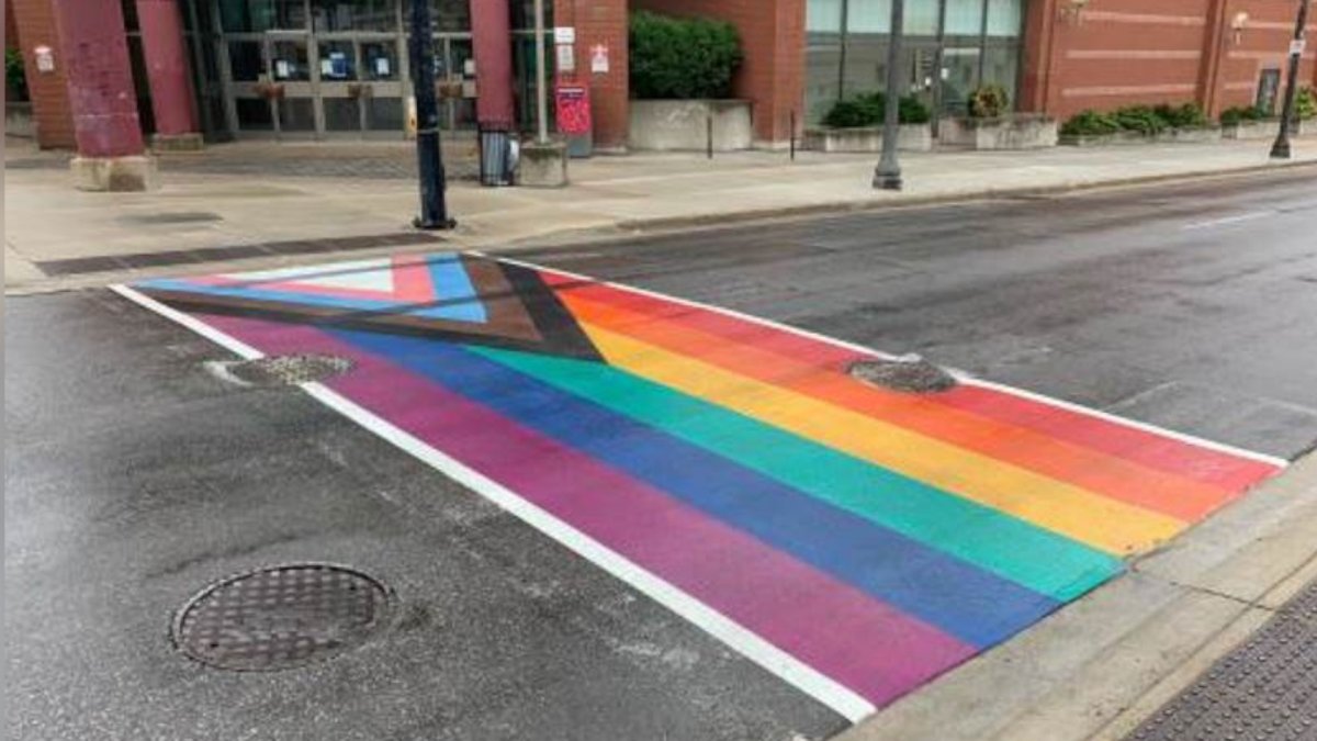 Brantford police believe a white pickup truck was responsible for damaging a Pride cross walk at Colborne and Market Streets on June 17, 2021. The incident is considered to be a mischief incident.  