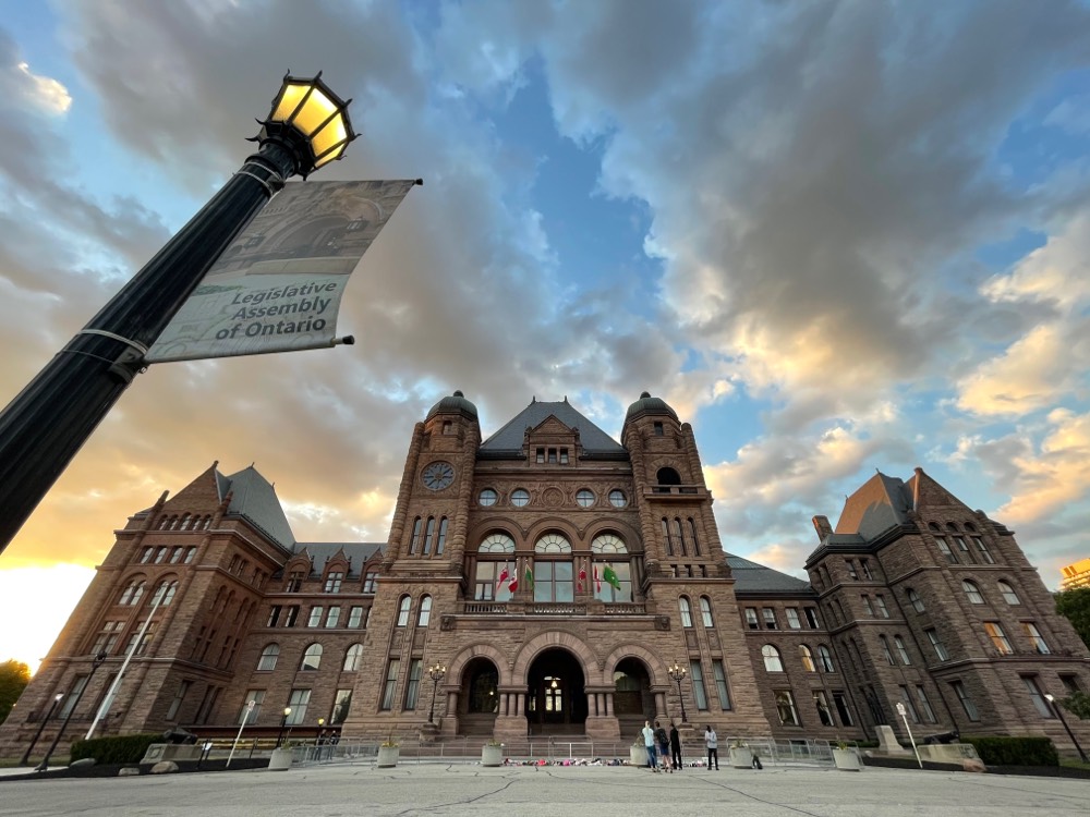 The exterior of Queen's Park in Toronto.