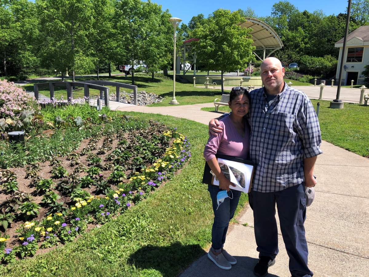 Isabel Ryder (left) and husband Andrew Ryder stand at the arts and culture park in Quispamsis, N.B., home to their new Quispamsis Farmers Market.