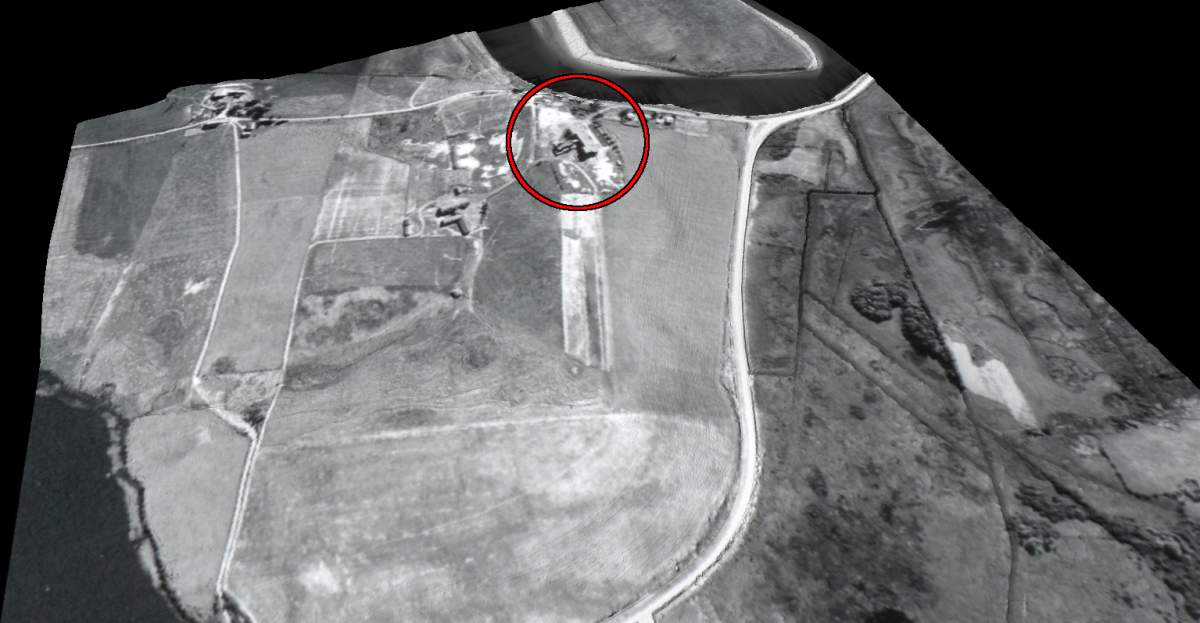 This aerial photograph and LiDAR image shows the Shubenacadie Residential School in 1954.