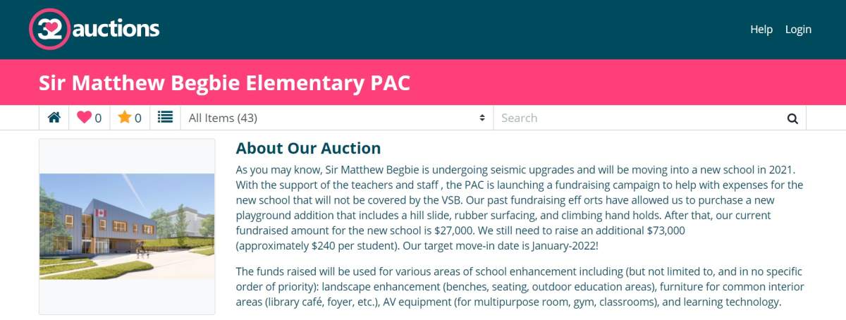 Silent Auction to fundraise for new Sir Matthew Begbie Elementary School in Vancouver - image