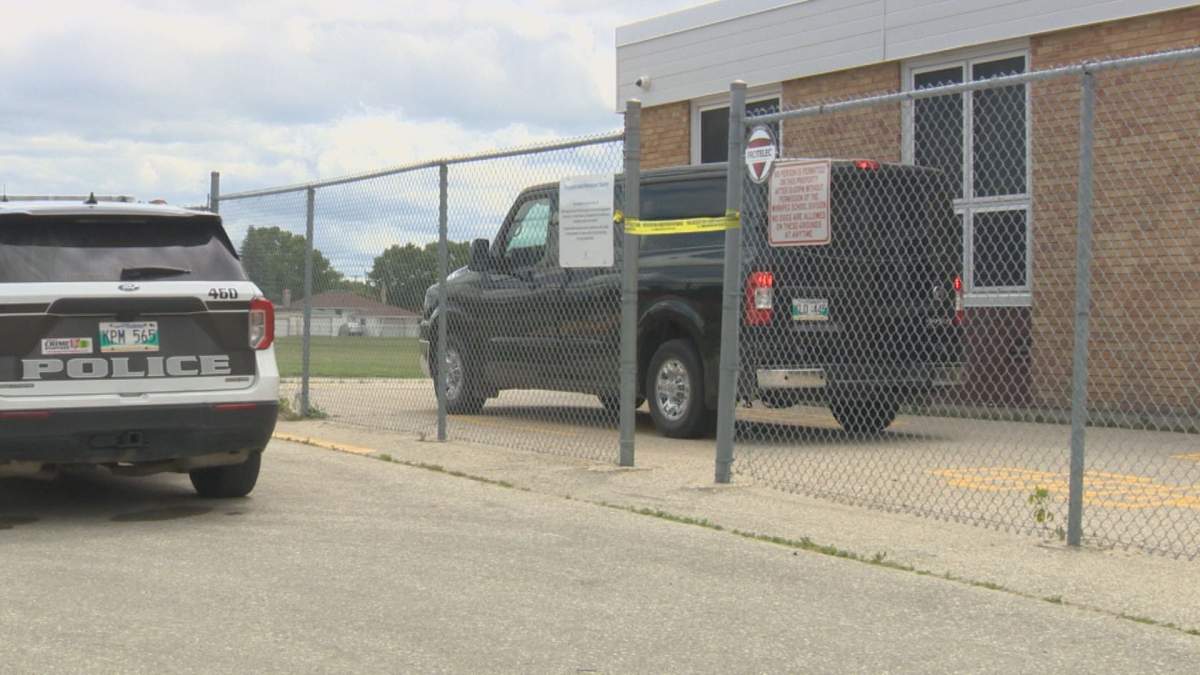 Winnipeg police at Kent Road School Sunday afternoon.