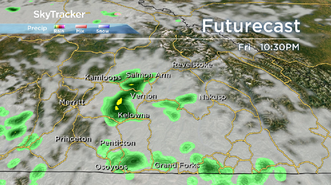 There is a chance of showers Friday evening in the Okanagan.
