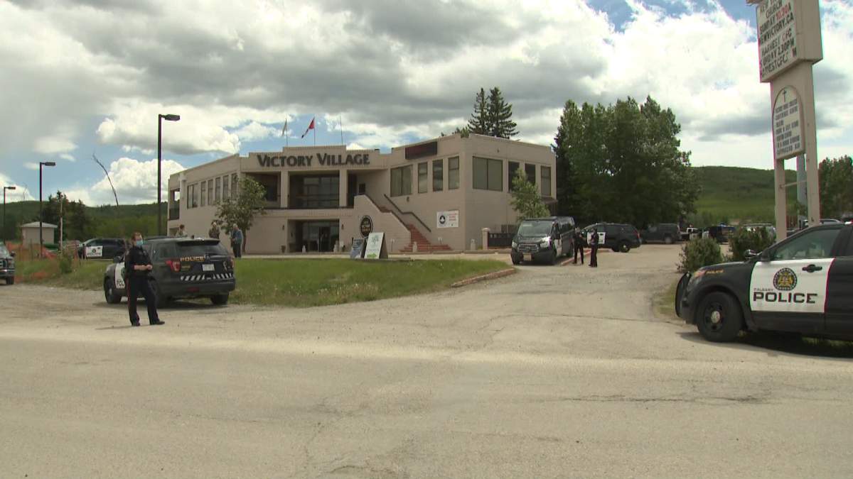 Calgary police on the scene of a stabbing at the New Victory Church in southwest Calgary. 