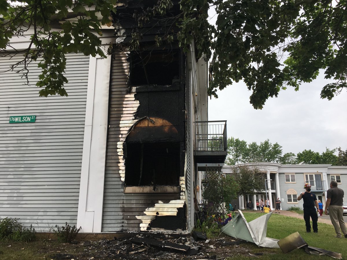 Kingston Fire and Rescue says the blaze was mostly contained to one unit of the north end building, and one person was sent to hospital as a precaution. 
