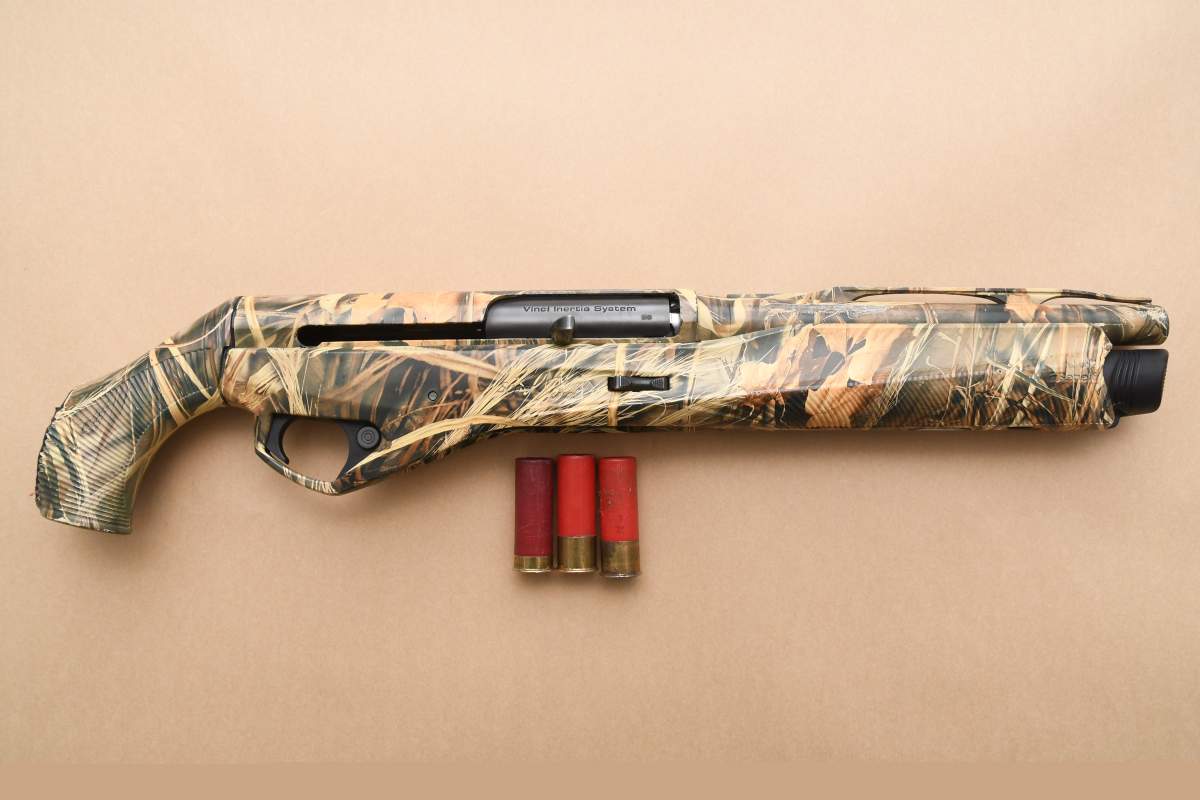 a Benelli, 12 Gauge sawed-off shotgun