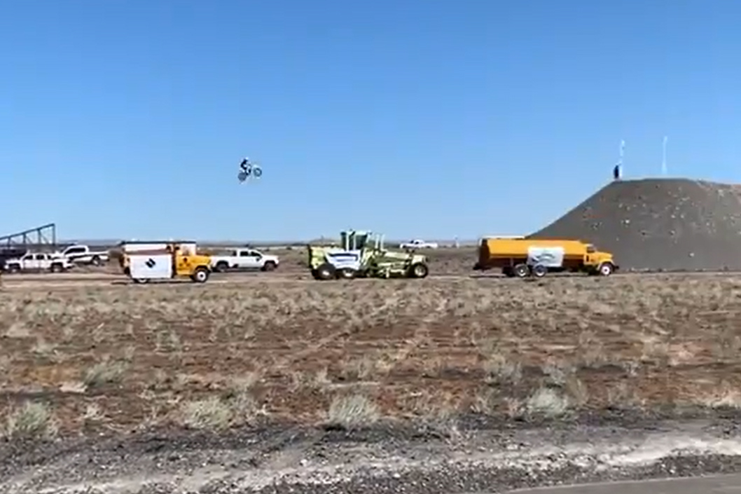 Alex Harvill attempts a jump that failed at the Moses Lake Airshow in Washington on June 17, 2021.