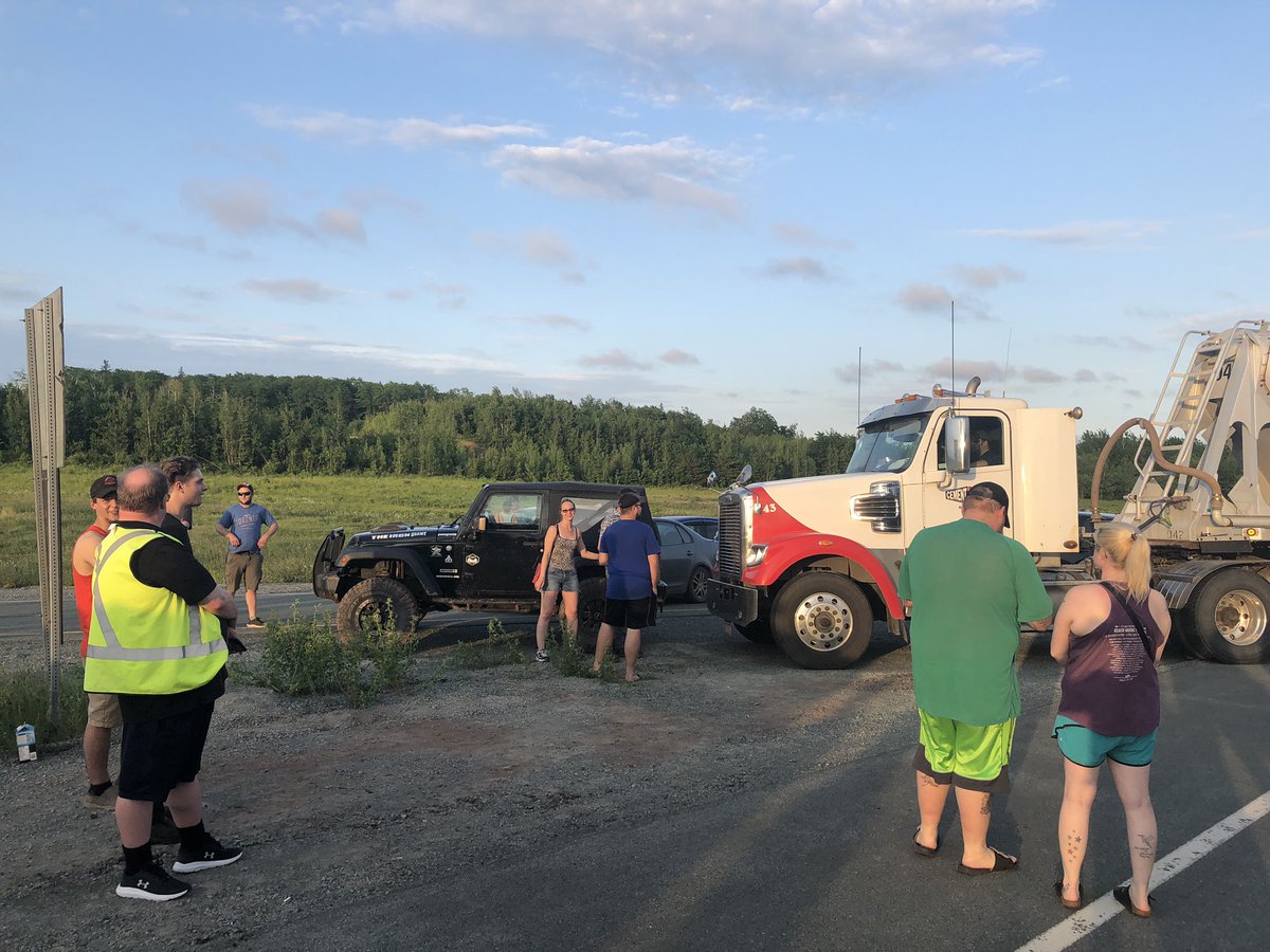 Interactions between truck drivers and demonstrators on Highway 104 became heated during the blockade.