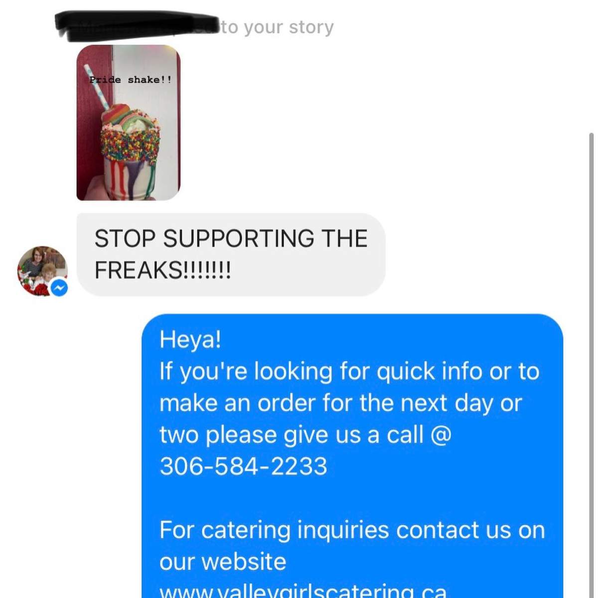 Fresh Carnival received homophobic messages from a Facebook user on Tuesday.