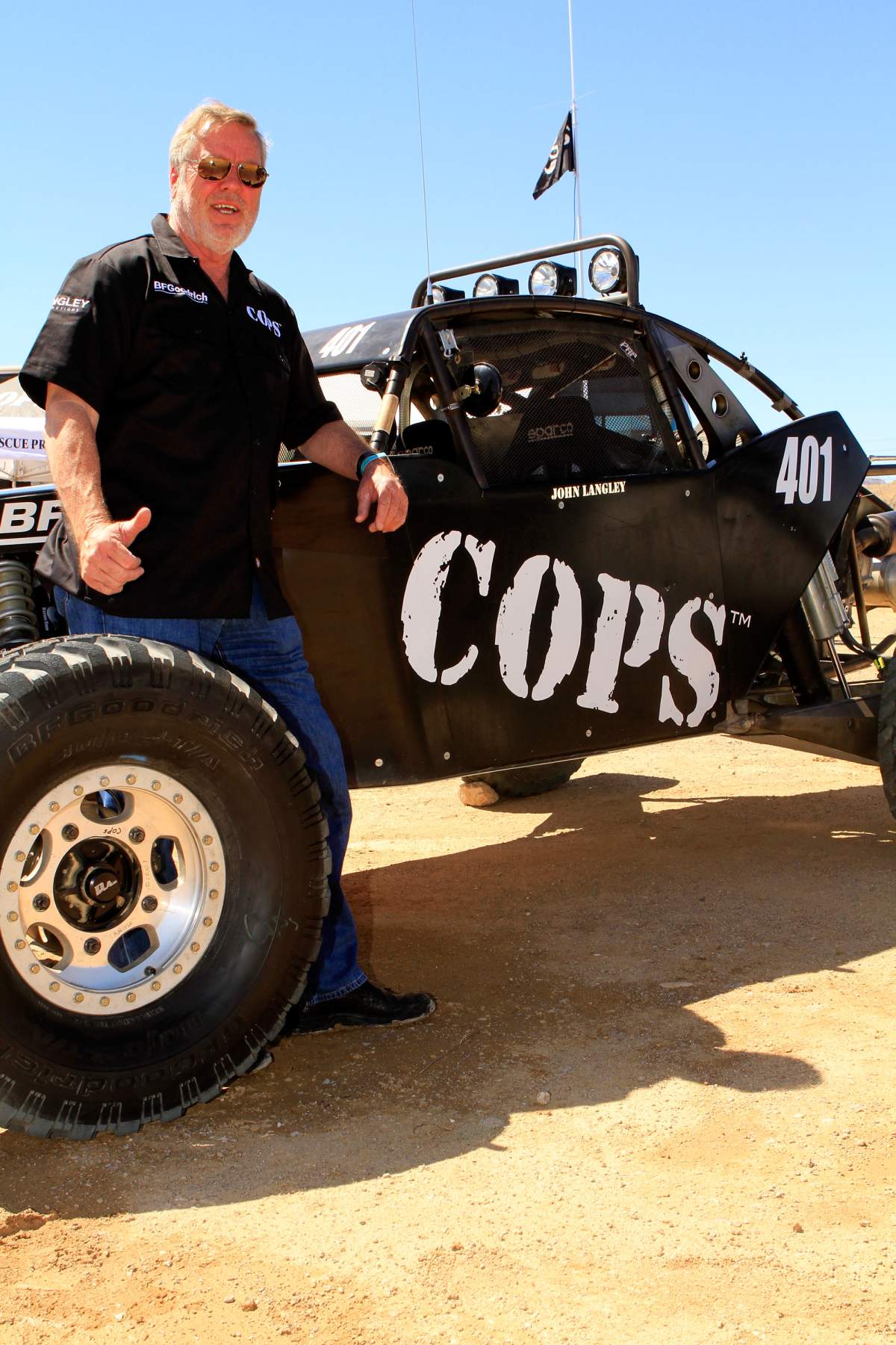 John Langley prepares for a race in honour of the 800th episode of COPS on September 10, 2010, in Primm, Nevada.