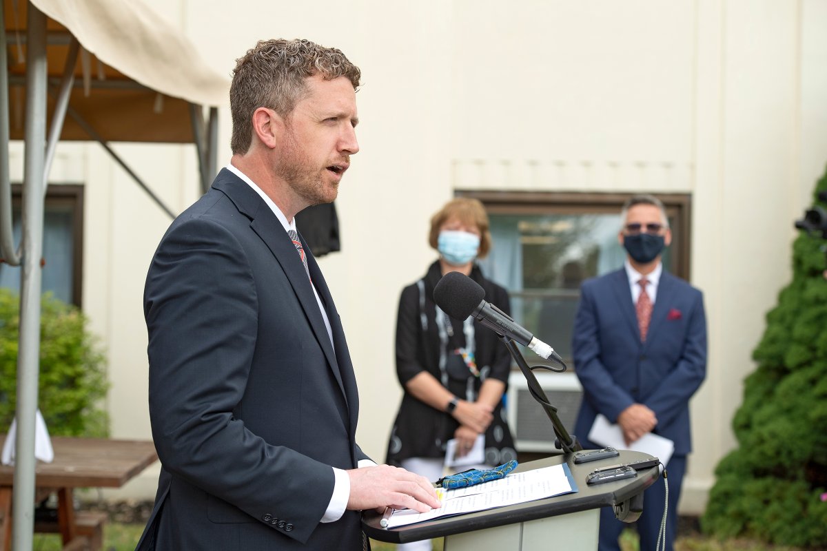 A funding announcement for Palliative Care Unit took place at Fisherman's Memorial Hospital on June 23, 2021. Premier Iian Rankin makes the announcement.