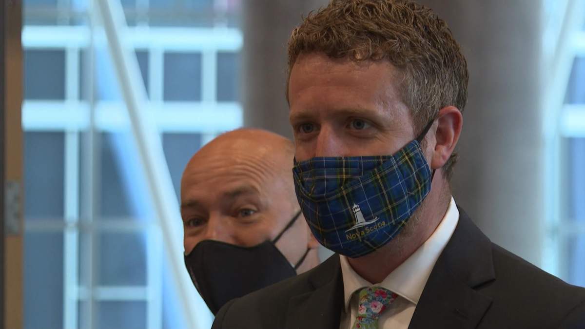 Premier Iain Rankin at a new COVID-19 vaccination clinic at the Halifax Convention Centre.