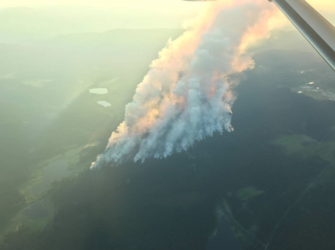 Smoke rises from the Sparks Lake wildfire near Kamloops. The BC Wildfire Service says burning conditions across much of the province are currently three to four weeks ahead of schedule.