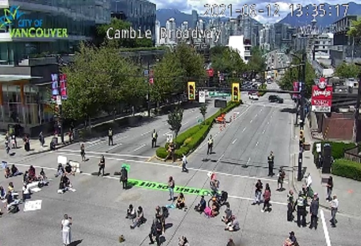 Old-growth logging opponents blockade major Vancouver intersection - image