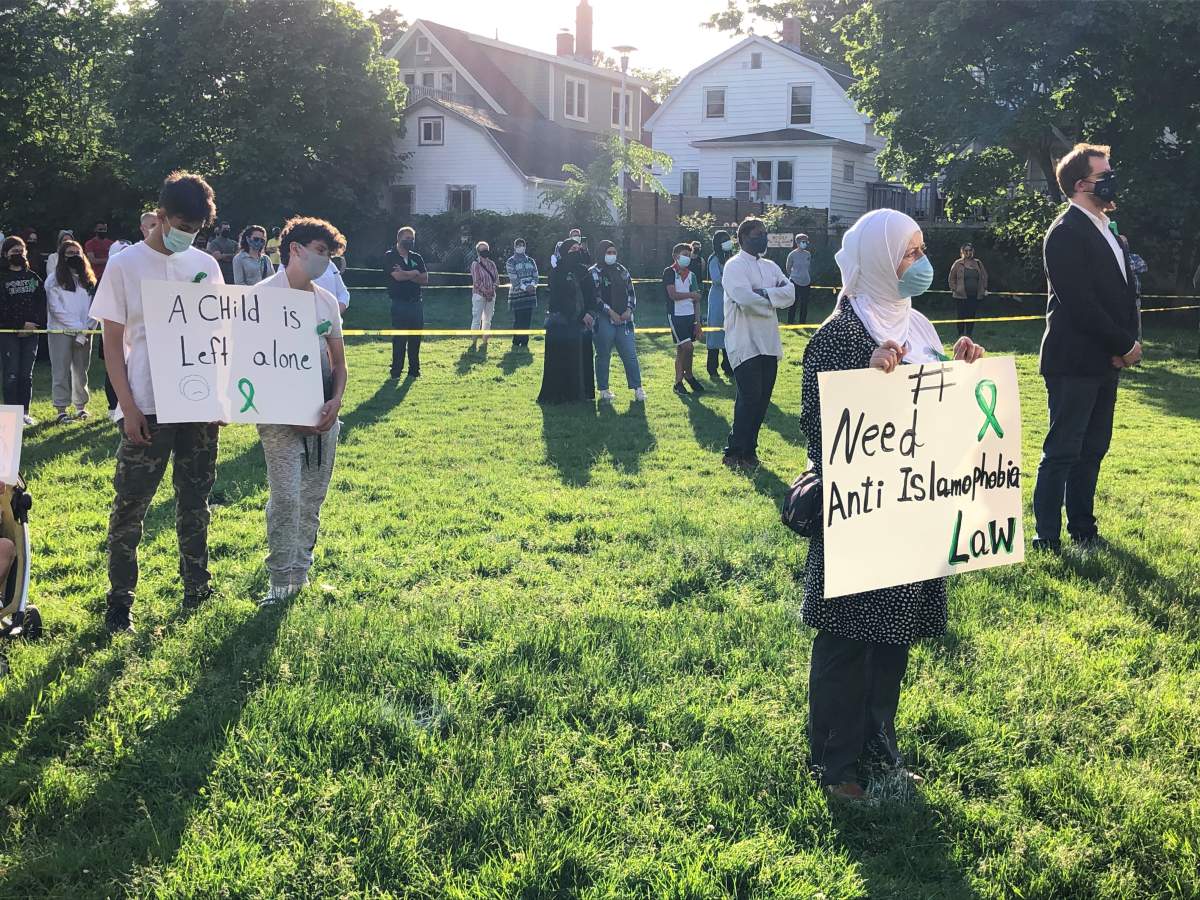 The vigil was held outside the Ummah Mosque in Halifax.