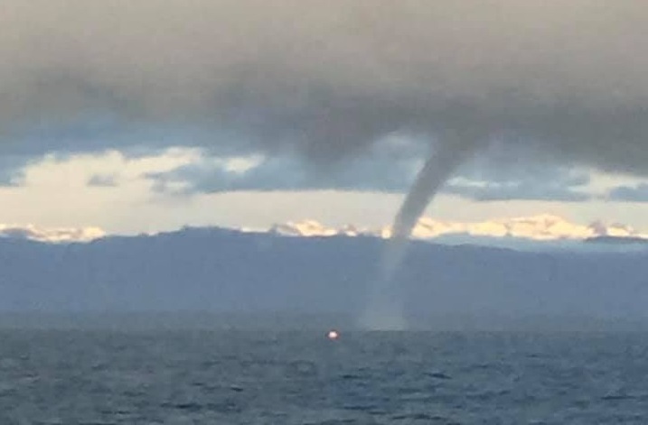 A waterspout spotted over the Strait of Georgia on Wednesday morning.